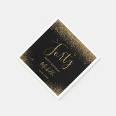Modern Zwart Goud 40e Verjaardag Glitter Script Servet (Hoek)