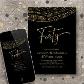 Modern Zwart Goud 40e Verjaardag Kaart