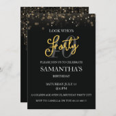 Modern Zwart Goud 40e Verjaardag Uitnodiging (Voorkant / Achterkant)