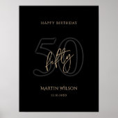 Modern Zwart Goud 50e Verjaardagsfeest Poster (Voorkant)