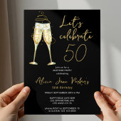 Modern zwart goud 50ste verjaardagsfeest kaart