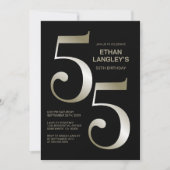 Modern Zwart Goud 55ste Verjaardagsfeest Kaart (Voorkant)
