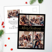 Modern Zwart Goud 5 foto Collage Kerstmis Briefkaart