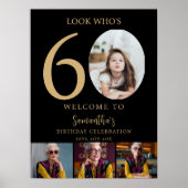 Modern Zwart goud 60e verjaardag 4 Foto Welkom Poster (Voorkant)