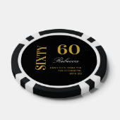 Modern Zwart & Goud 60e Verjaardag Cocktail Party Poker Chips (Enkel)