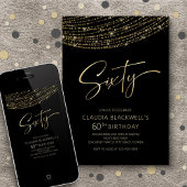 Modern Zwart Goud 60e Verjaardag Kaart