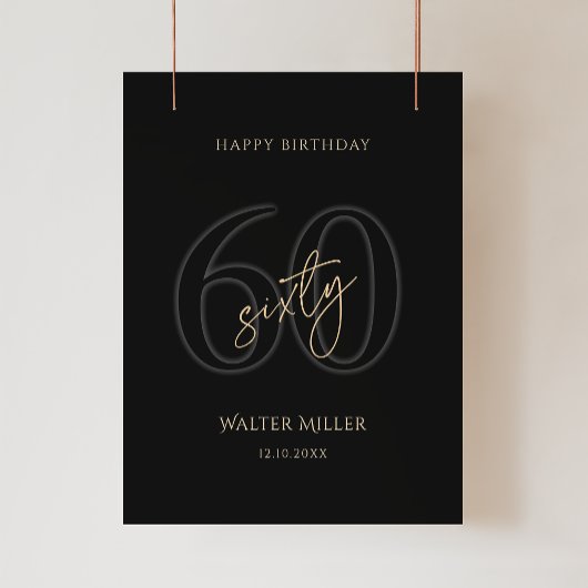 Modern Zwart Goud 60e Verjaardagsfeest Poster