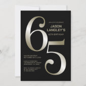 Modern Zwart Goud 65ste Verjaardagsfeest Kaart (Voorkant)