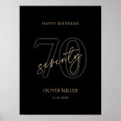 Modern Zwart Goud 70e Verjaardagsfeest Poster (Voorkant)