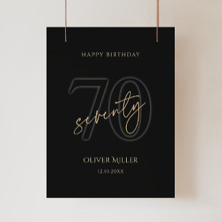 Modern Zwart Goud 70e Verjaardagsfeest Poster
