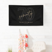 Modern Zwart Goud 70ste Verjaardag Feest Banner (Insitu)