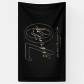 Modern Zwart Goud 70ste Verjaardag Feest Banner (Verticaal)