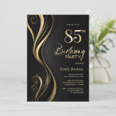 Modern Zwart Goud 85ste Verjaardagsfeest Kaart (Staand voorkant)