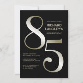 Modern Zwart Goud 85ste Verjaardagsfeest Kaart (Voorkant)