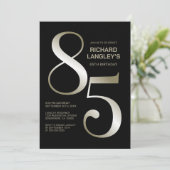 Modern Zwart Goud 85ste Verjaardagsfeest Kaart (Staand voorkant)