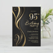 Modern Zwart Goud 95e Verjaardagsfeest Kaart (Staand voorkant)