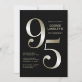 Modern Zwart Goud 95e Verjaardagsfeest Kaart (Voorkant)