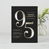 Modern Zwart Goud 95e Verjaardagsfeest Kaart (Staand voorkant)