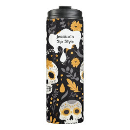 Modern Zwart Goud Aanpassen Halloween Gift Skull Thermosbeker