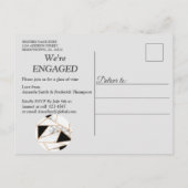 Modern zwart goud abstract op witte marmer uitnodiging briefkaart (Achterkant)