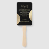 Modern zwart & goud abstract trouwprogramma handwaaier (Achterkant)
