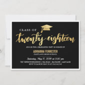 Modern Zwart Goud | Afstudeerklas van 2018 Script Kaart (Voorkant)