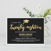 Modern Zwart Goud | Afstudeerklas van 2018 Script Kaart (Staand voorkant)