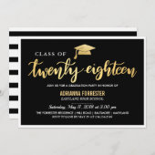 Modern Zwart Goud | Afstudeerklas van 2018 Script Kaart (Voorkant / Achterkant)