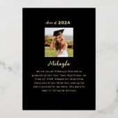 Modern Zwart Goud Afstuderen Folie Aankondiging (Achterkant)