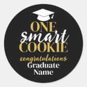 Modern Zwart Goud Afstuderen - One Smart Ronde Sticker (Voorkant)