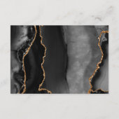 Modern Zwart Goud Agaat Donker Bruiloft RSVP Informatiekaartje (Achterkant)
