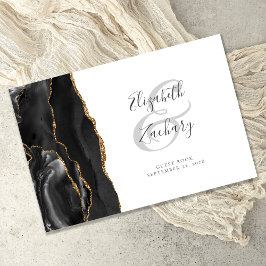 Modern zwart goud agaat gastboek met script gastenboek