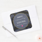 Modern Zwart & Goud Agaat Stone Abstracte zeep Vierkante Sticker (Envelop)