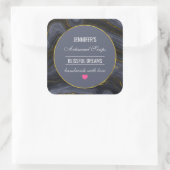 Modern Zwart & Goud Agaat Stone Abstracte zeep Vierkante Sticker (Tas)