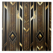 Modern Zwart Goud Art Deco Collectie Tegeltje (Voorkant)