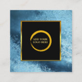 Modern zwart goud blauw ijs eenvoudige logo vierkante visitekaartje (Voorkant)