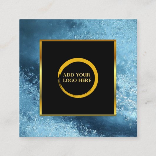 Modern zwart goud blauw ijs eenvoudige logo vierkante visitekaartje (Voorkant)