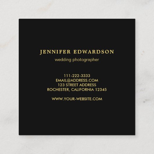 Modern zwart goud blauw ijs eenvoudige logo vierkante visitekaartje (Achterkant)