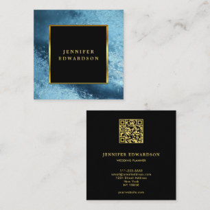 Modern zwart goud blauw ijs QR code professional Vierkante Visitekaartje