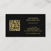 Modern zwart goud blauw ijs QR code professional Visitekaartje (Achterkant)