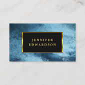 Modern zwart goud blauw ijs QR code professional Visitekaartje (Voorkant)