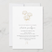 Modern Zwart Goud Bloem Doopmeisje Dop Kaart (Voorkant)