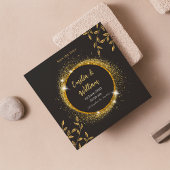Modern Zwart & Goud Bloemen Bruiloft Save The Date Kaart