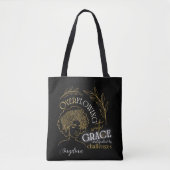 Modern Zwart Goud Bloemen Haar Overlopende Grace Tote Bag (Voorkant)