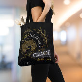 Modern Zwart Goud Bloemen Haar Overlopende Grace Tote Bag