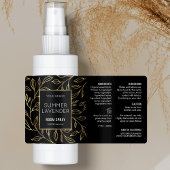 Modern Zwart & Goud Bloemen Kamer Spray Fles Label