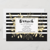 Modern Zwart Goud Botanische Glamour Bruids BRUNCH Kaart (Voorkant)