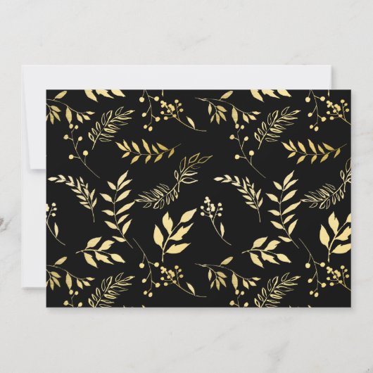 Modern Zwart Goud Botanische Glamour Bruids BRUNCH Kaart (Achterkant)