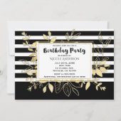 Modern Zwart Goud Botanische Glamour Verjaardagsfe Kaart (Voorkant)