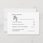 Modern Zwart & Goud Bruiloft RSVP (Achterkant)